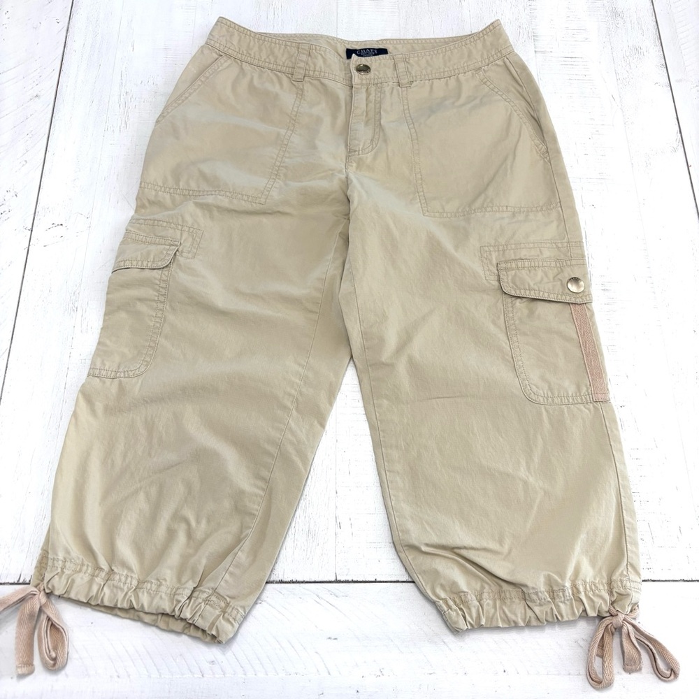 Chaps‎ Beige Cropped Cargo Style Size 4P Leg String Pants Women’s